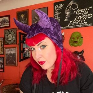 Purple velvet Devil Bonnet